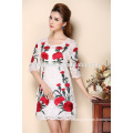 2016 New Middle Aged Women Fashion Dress Lady Dress printed flowers fashion Women dress